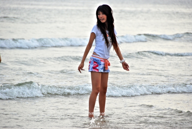 Young model on the beach