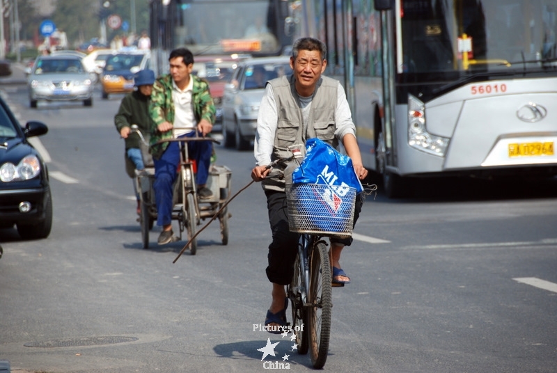 Bicycle among cars