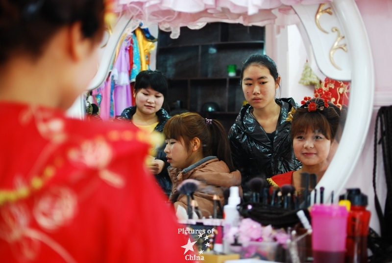 The bride is getting ready